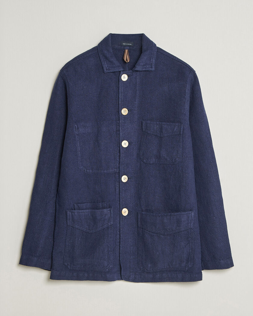 Drake's Heavy Linen 5-Pocket Chore Jacket Navy – Bleu