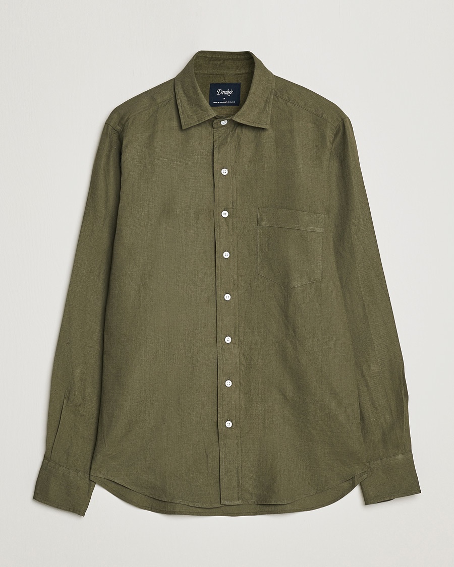 Drake's Linen Summer Shirt Green – Vert