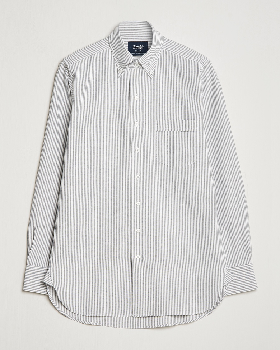 Drake's Striped Button Down Oxford Shirt Black – Noir