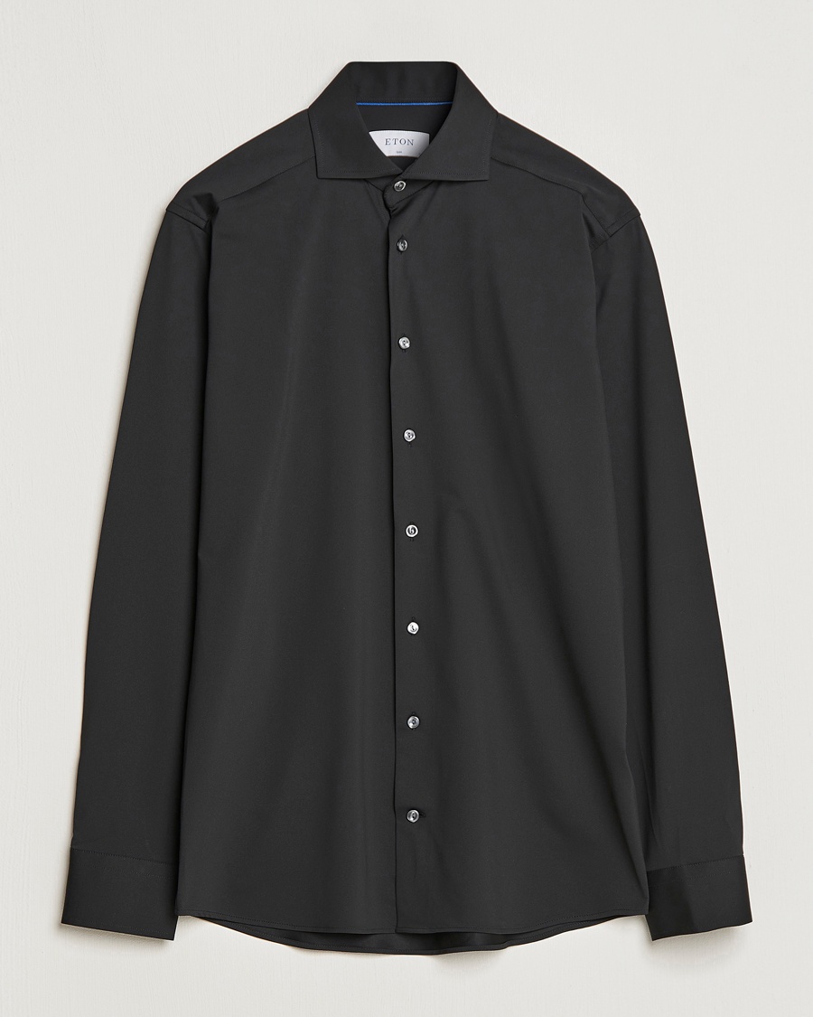 Eton Slim Fit Four Way Stretch Shirt Black – Noir