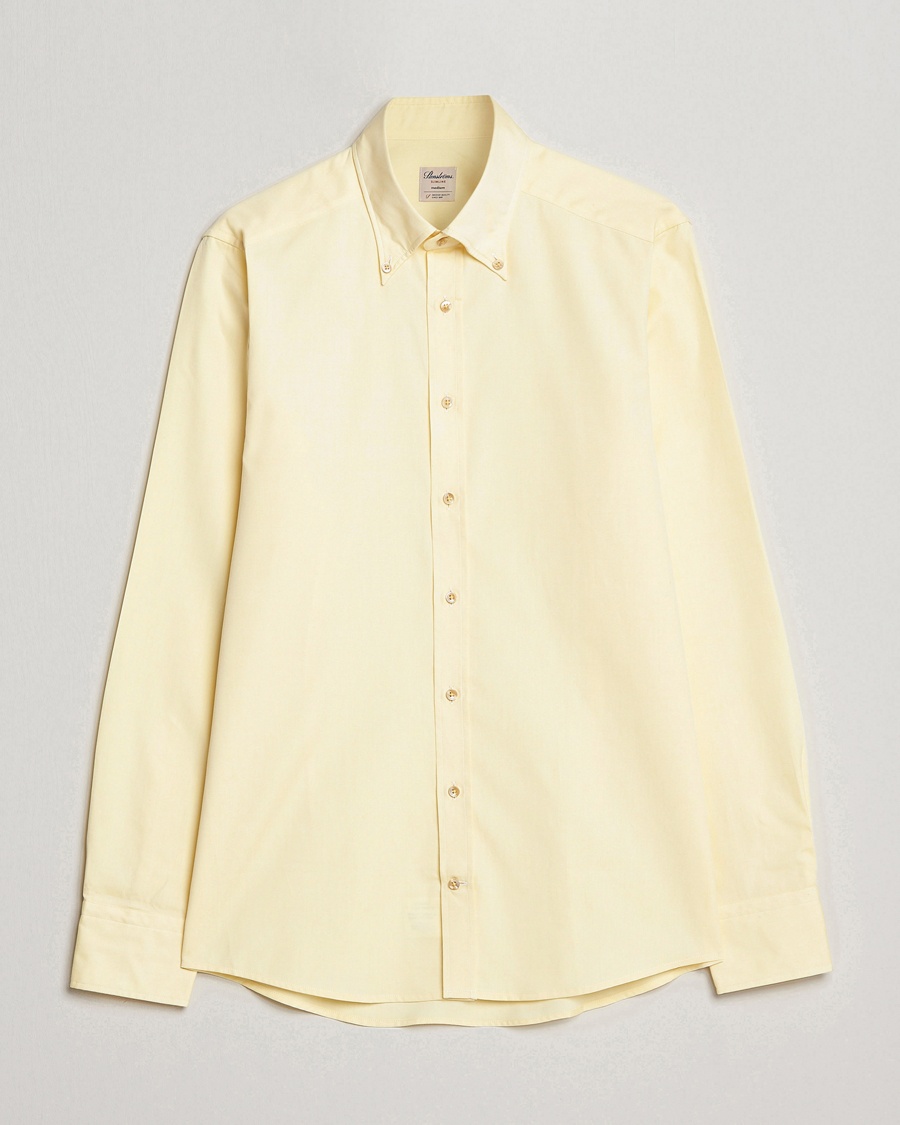 Stenströms Slimline Button Down Pinpoint Oxford Shirt Yellow – Jaune