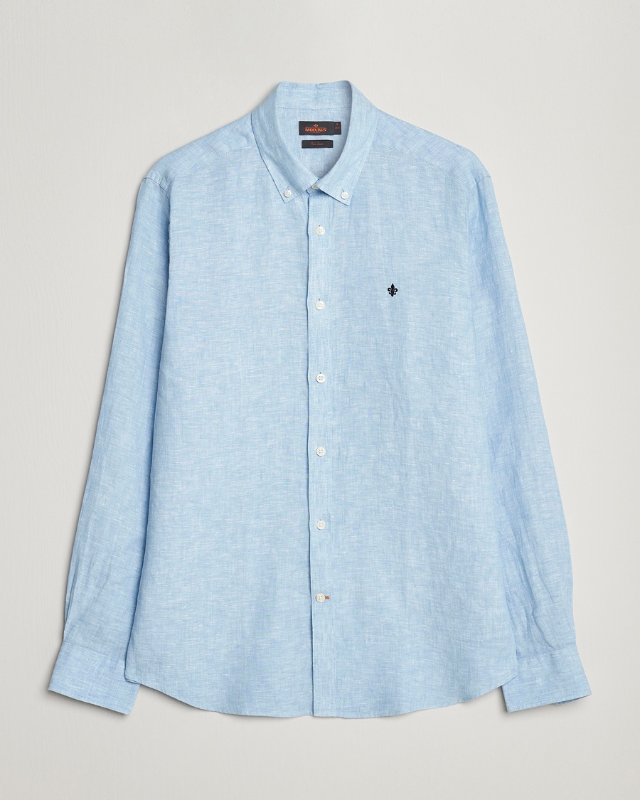 Morris Douglas Linen Button Down Shirt Light Blue – Bleu