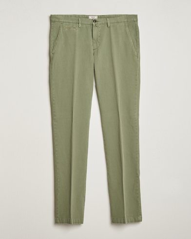  Slim Fit Diagonal Cotton Stretch Trousers Olive