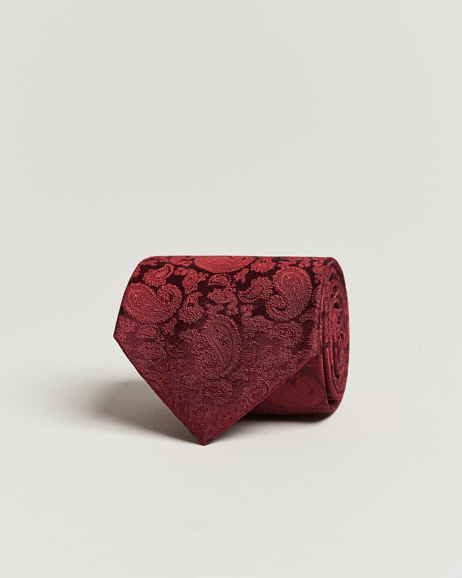 Amanda Christensen Silk Tonal Paisley Tie 8 cm Wine – Rouge
