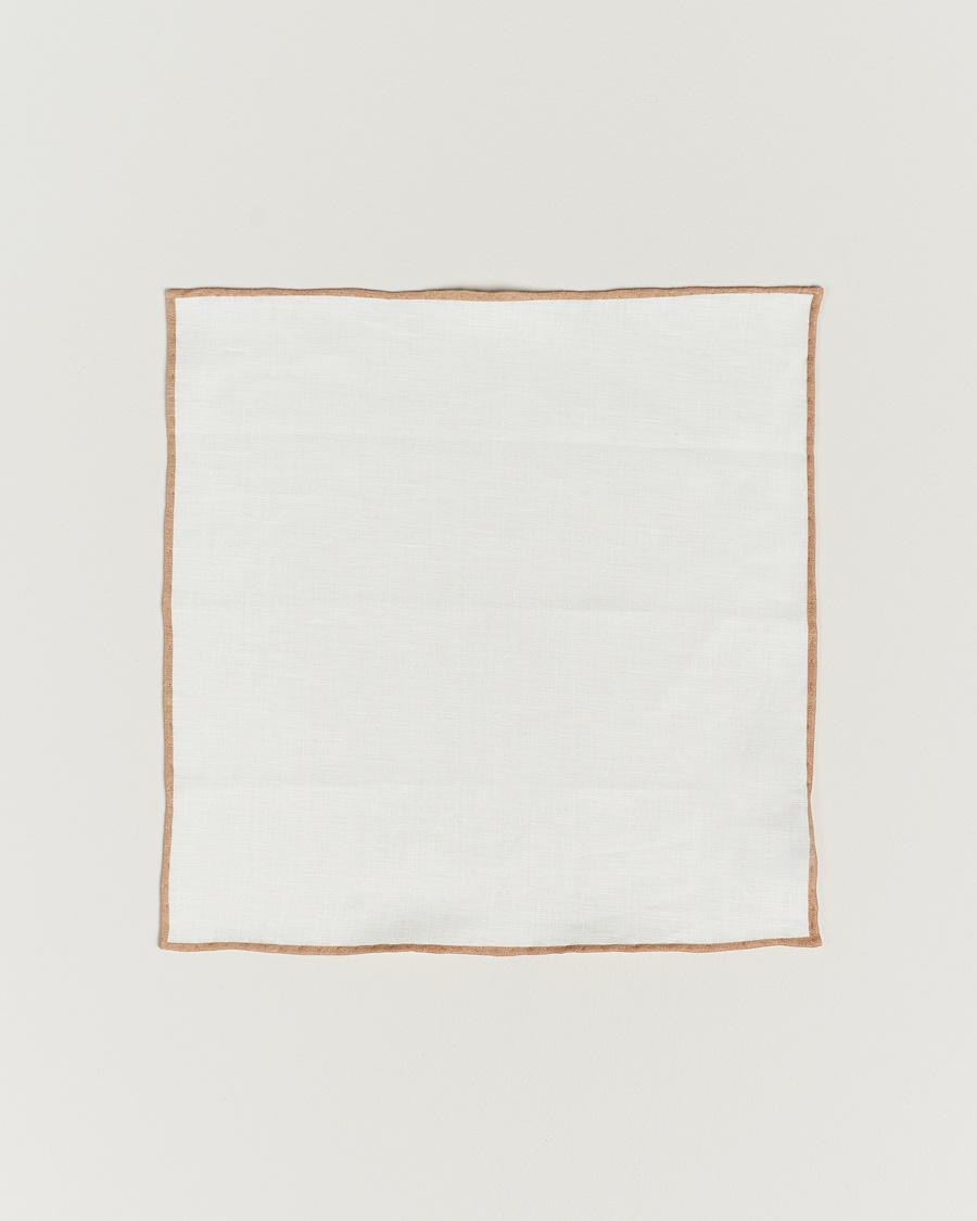 Amanda Christensen Linen Paspoal Pocket Square Sand/White – Blanc