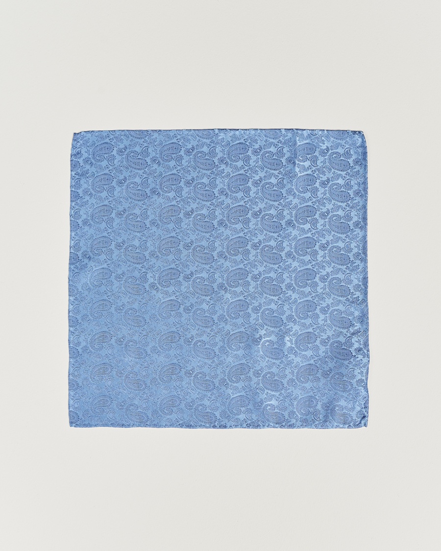 Amanda Christensen Tonal Paisley Silk Pocket Square Sky Blue – Bleu