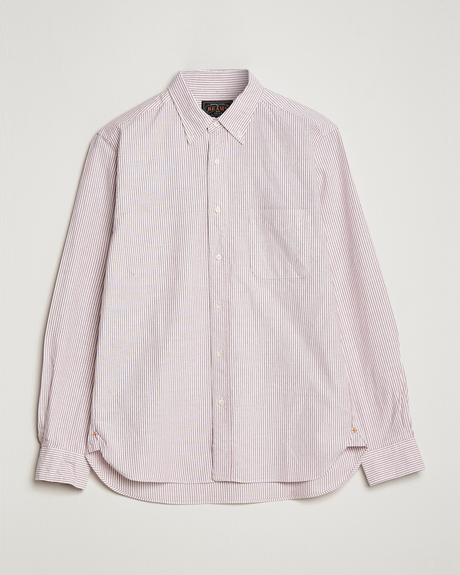  BEAMS PLUS Oxford Button Down Shirt Wine Stripe – Rouge