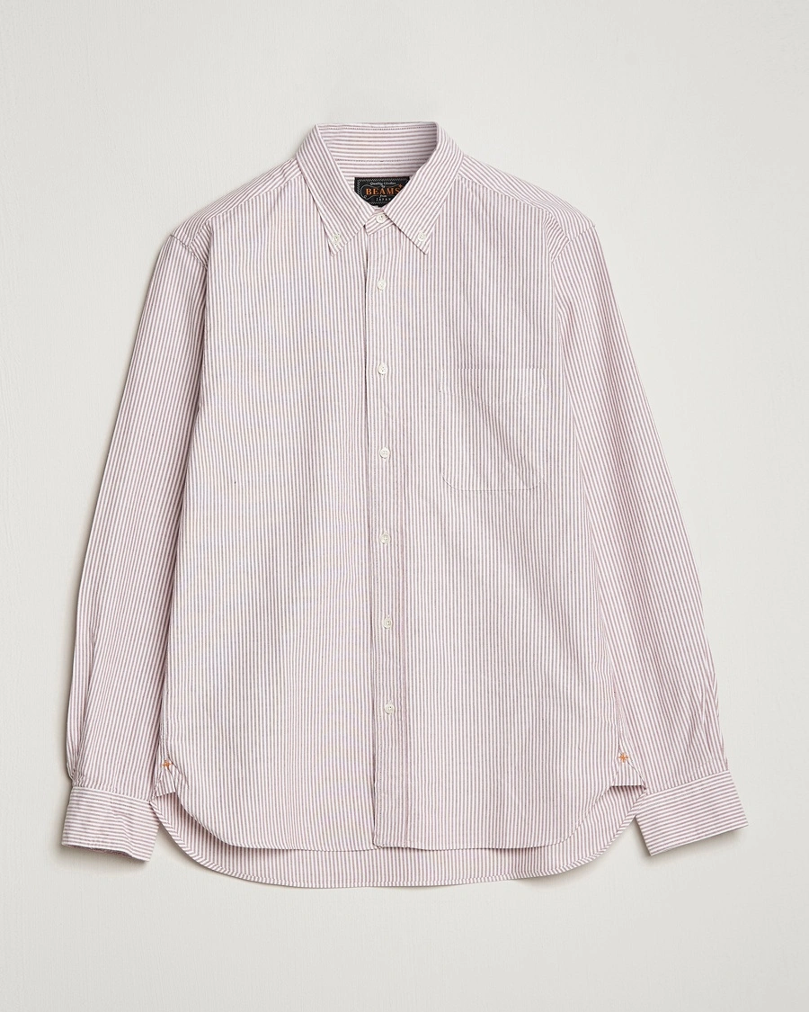 BEAMS PLUS Oxford Button Down Shirt Wine Stripe – Rouge