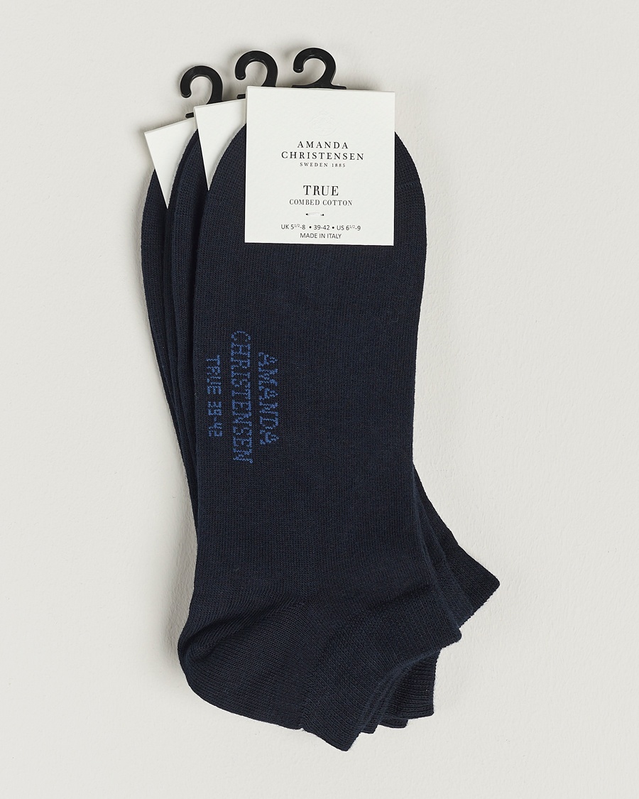 Amanda Christensen 3-Pack True Cotton Sneaker Socks Dark Navy – Bleu