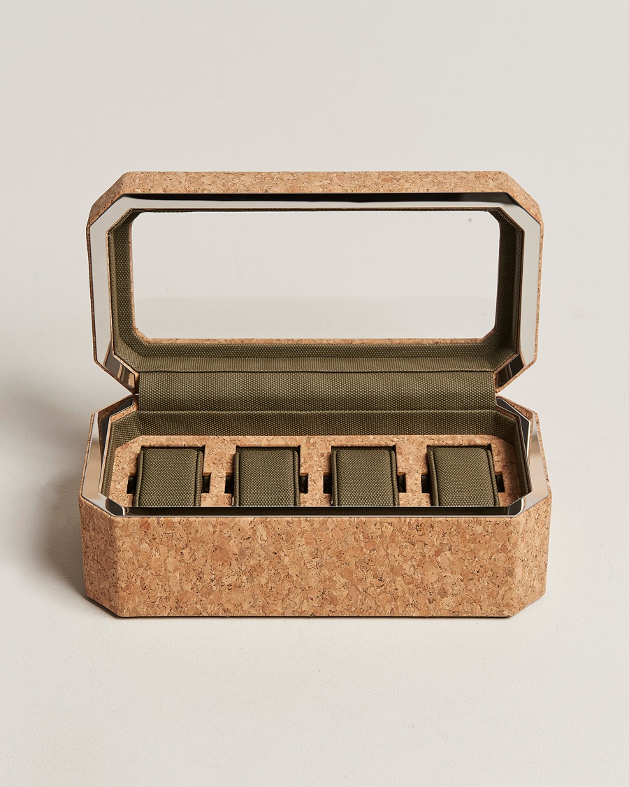 WOLF Cortica 4 Piece Watch Box Cork – Marron