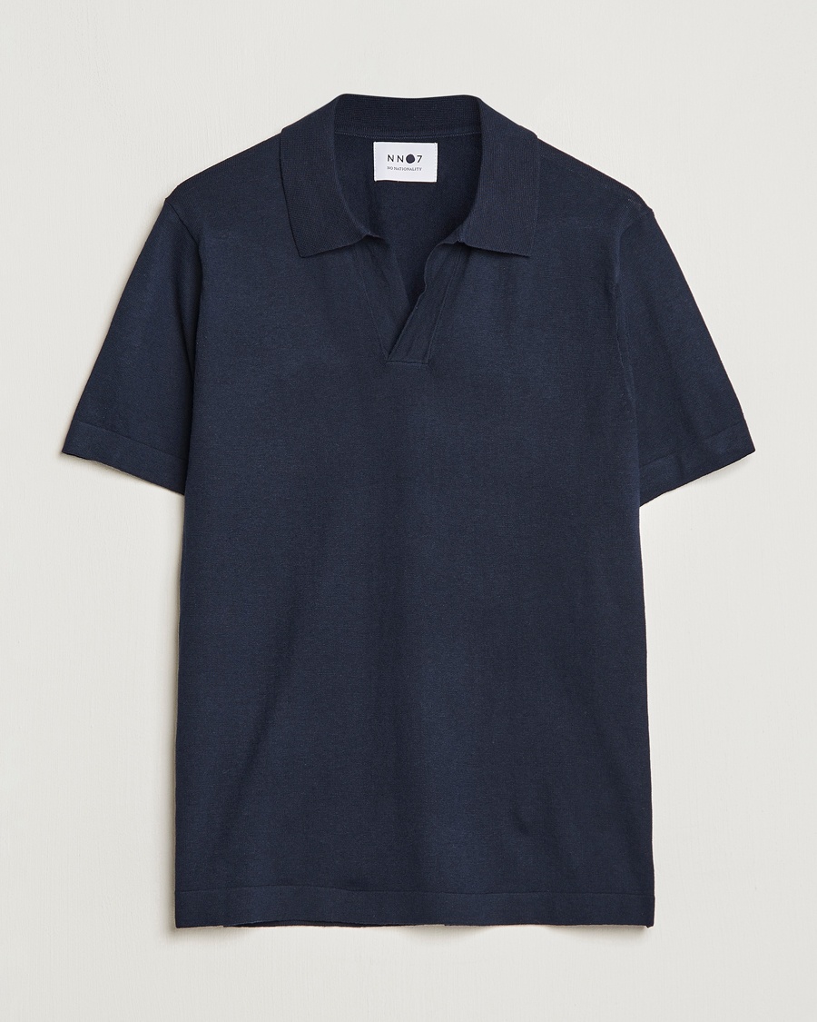 NN07 Ryan Cotton/Linen Polo Navy Blue – Bleu
