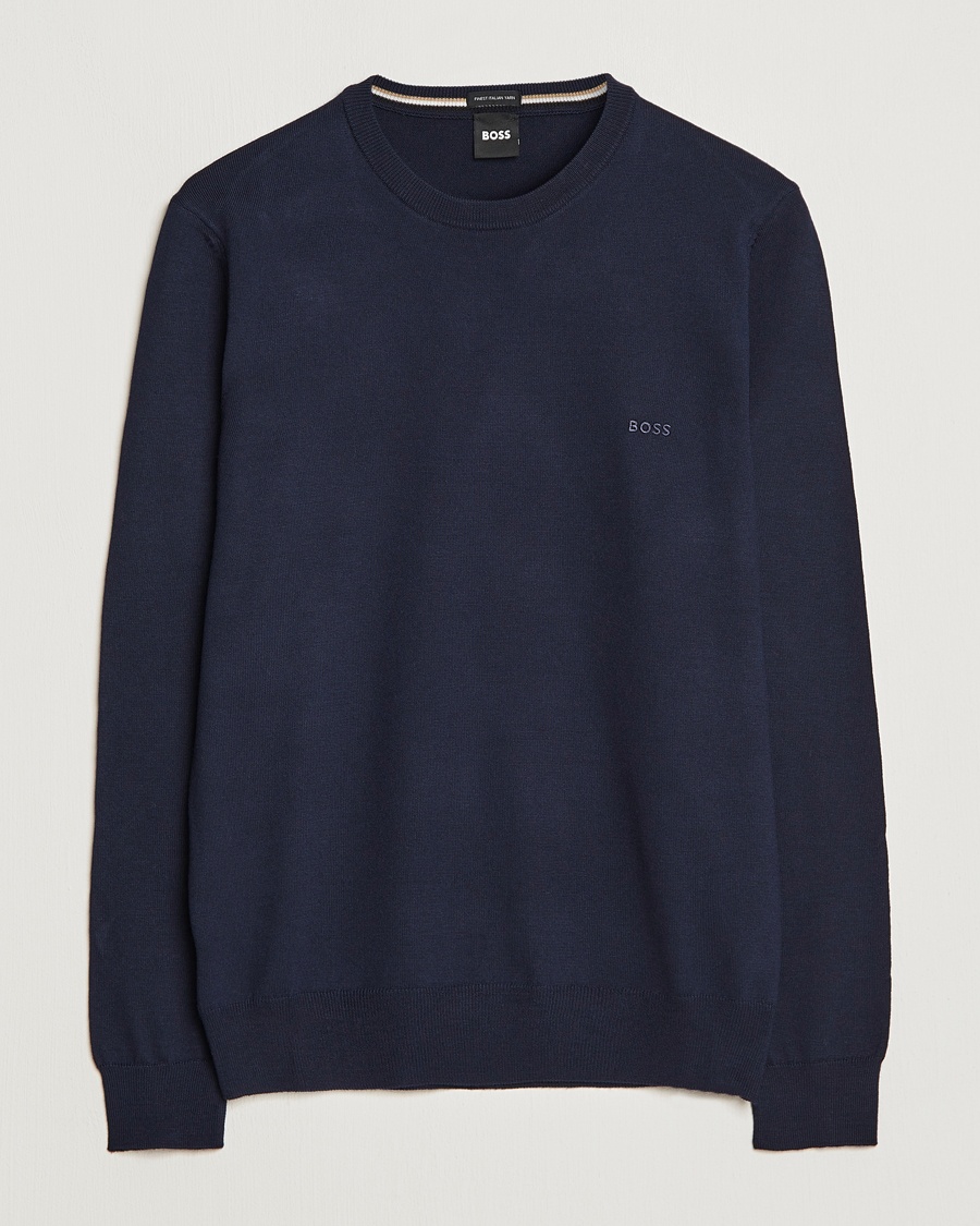 BOSS BLACK Botto Merino Knitted Pullover Dark Blue – Bleu