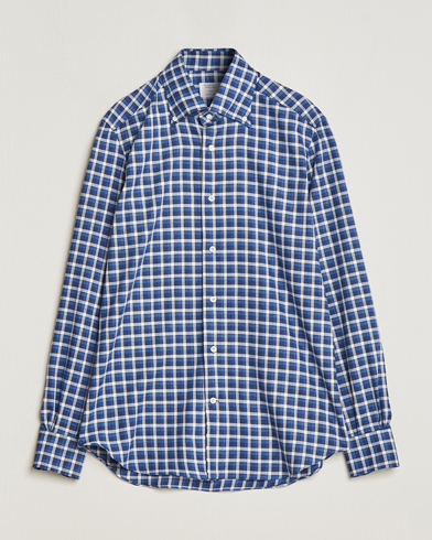 Homme | Mazzarelli | Mazzarelli | Soft Button Down Flannel Shirt Dark Blue