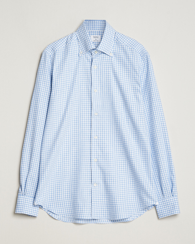 Homme |  | Mazzarelli | Soft Button Down Flannel Shirt Light Blue