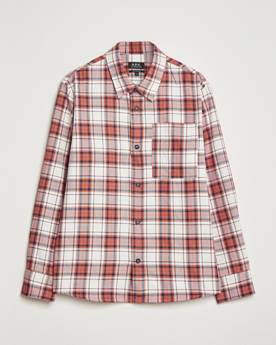 Homme | Soldes | A.P.C. | Graham Checked Overshirt Ecru/Red