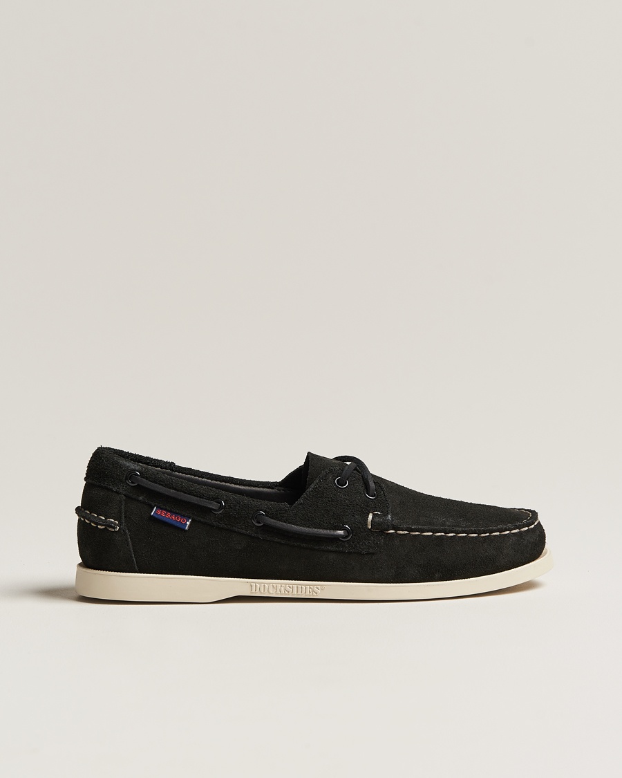 Sebago Docksides Suede Boat Shoe Black – Noir
