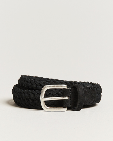 Homme | Soldes | Anderson's | Woven Suede Belt 2,5 cm Black