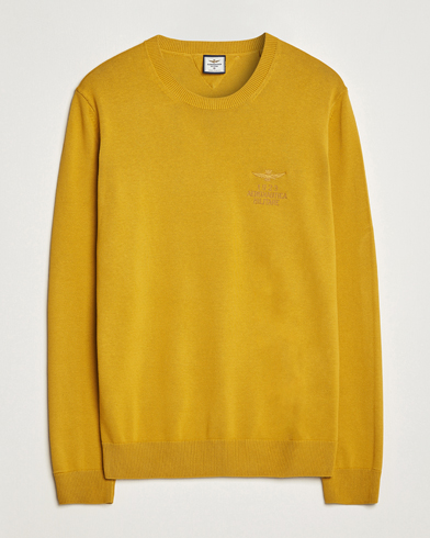 Homme | Soldes | Aeronautica Militare | Cotton Knitted Crew Neck Yellow