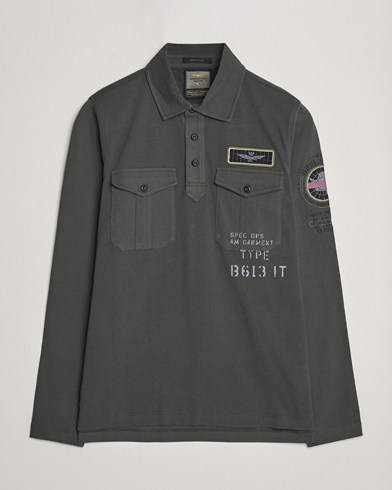 Homme | Soldes | Aeronautica Militare | Pocket Long Sleeve Polo Dark Green