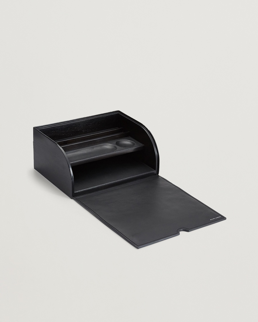 Ralph Lauren Home Brennan Leather Writers Box Saddle Black – Noir