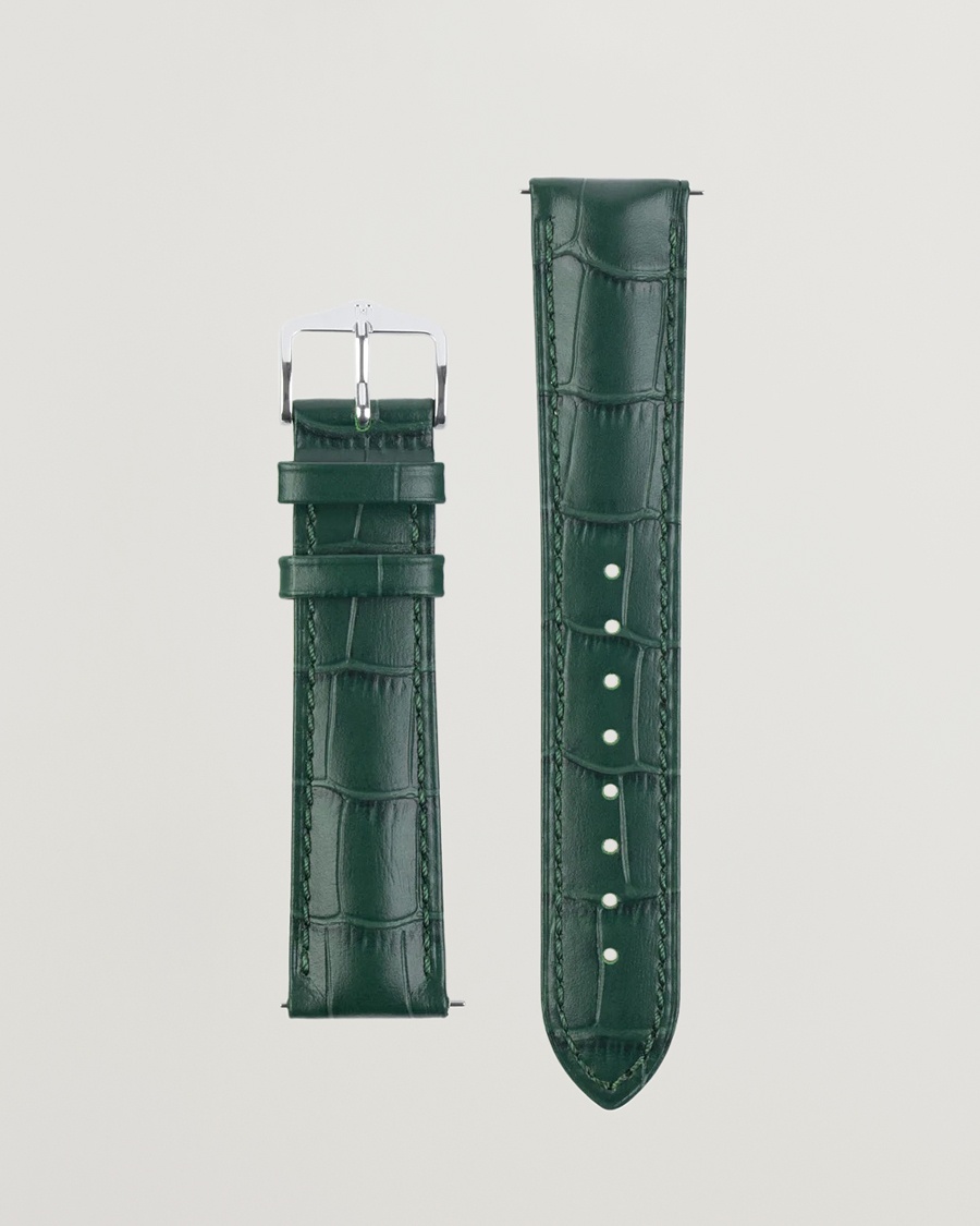 HIRSCH Duke Embossed Leather Watch Strap Green – Vert