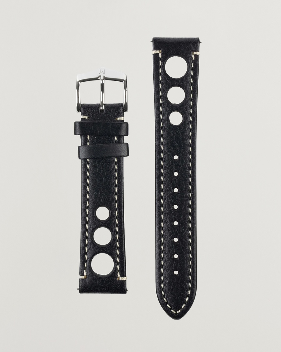 HIRSCH Rally Natural Leather Racing Watch Strap Black – Noir