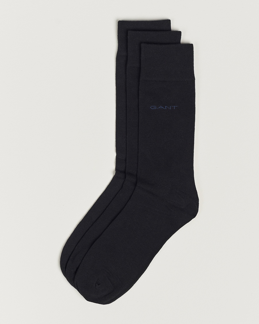 Gant 3-Pack Cotton Socks Black – Noir