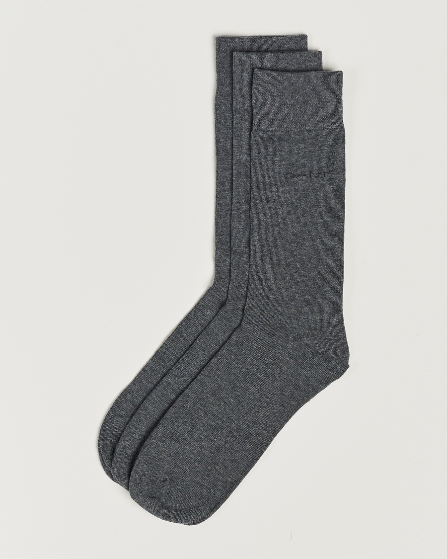 Gant 3-Pack Cotton Socks Charcoal Melange – Gris
