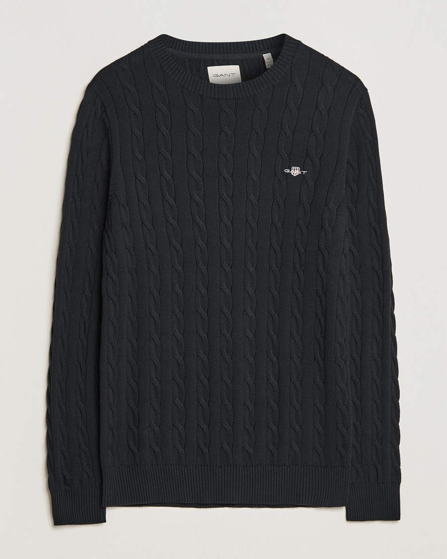 Gant Cotton Cable Crew Neck Black – Noir