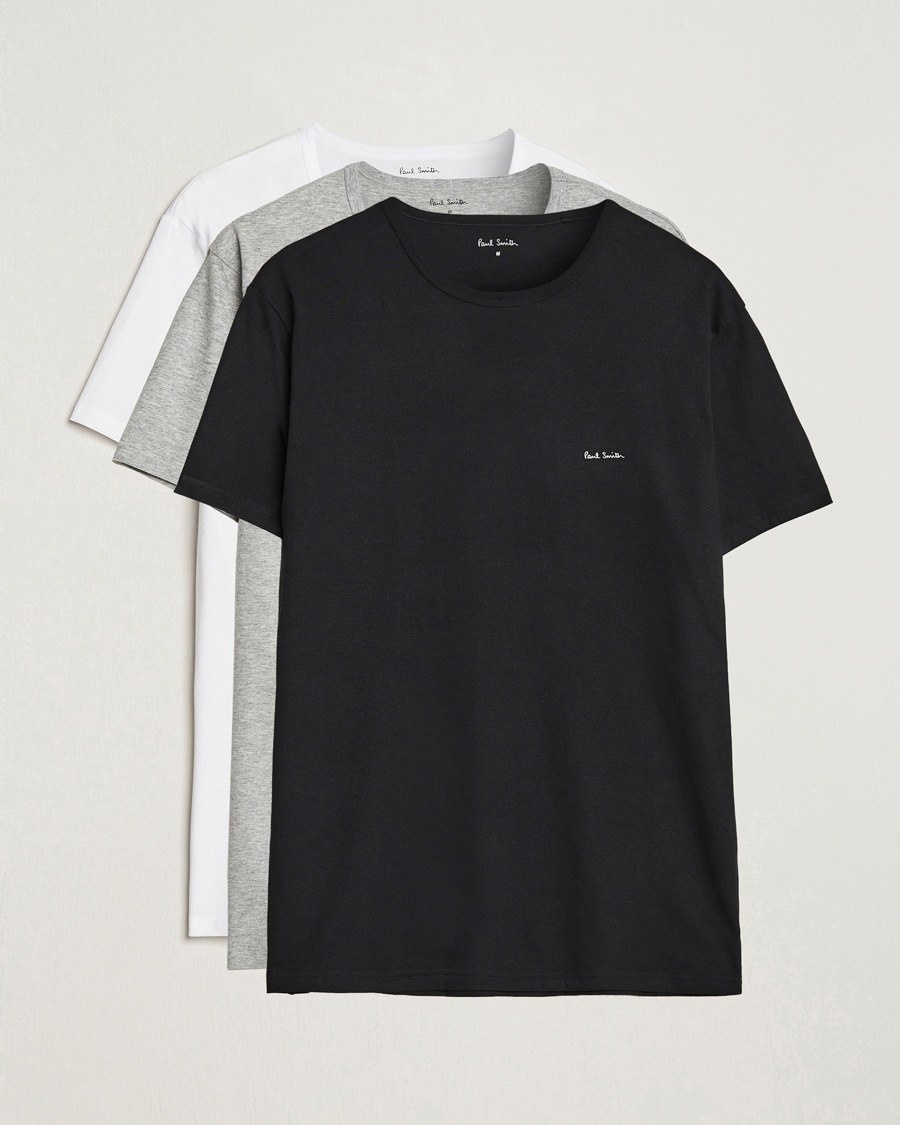 Paul Smith 3-Pack Crew Neck T-Shirt Black/Grey/White – Blanc