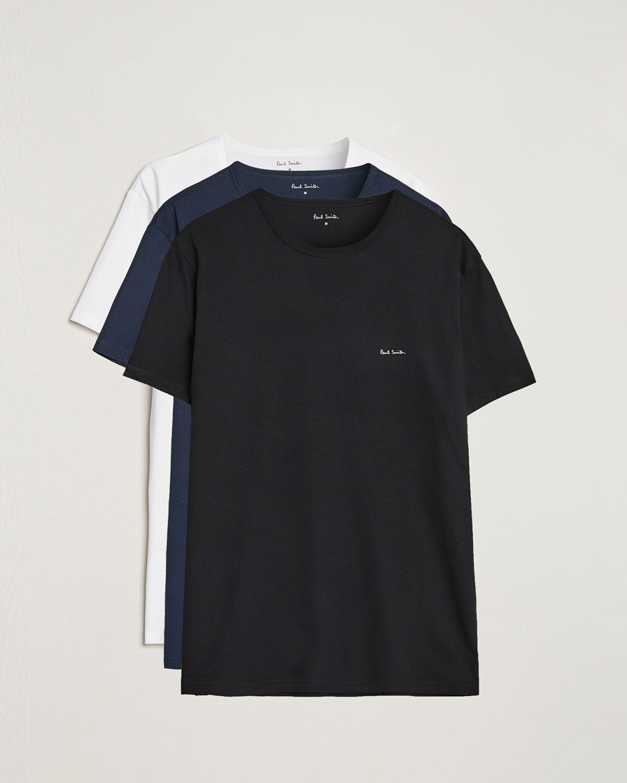 Paul Smith 3-Pack Crew Neck T-Shirt Black/Navy/White – Blanc