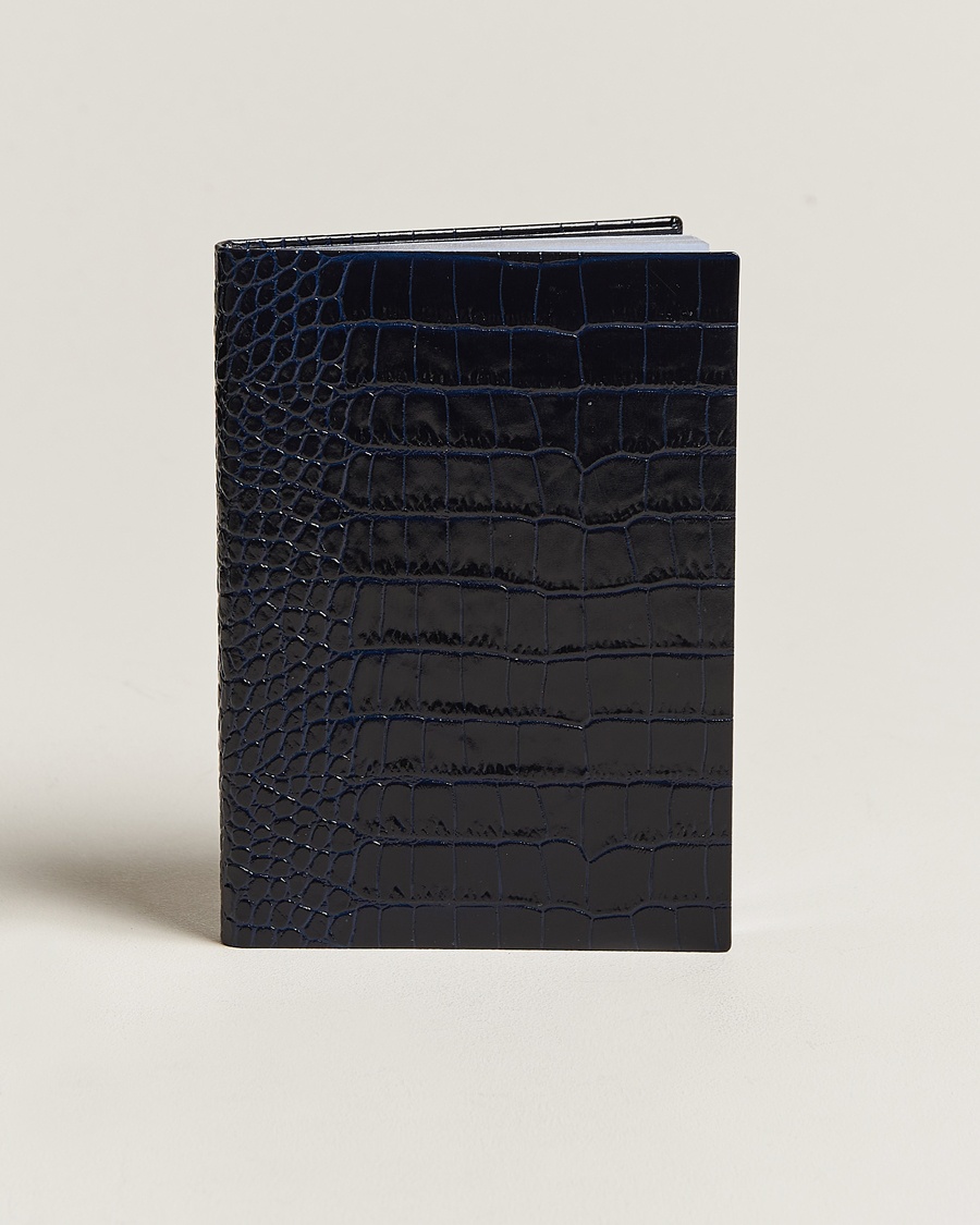 Smythson Mara Leather Notebook Navy – Bleu