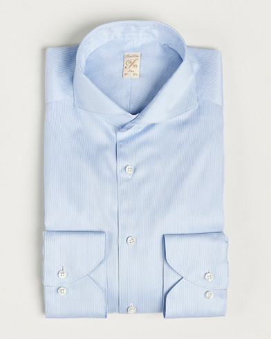 Homme | Stenströms | Stenströms | 1899 Slim Supima Cotton Twill Stripe Shirt Blue