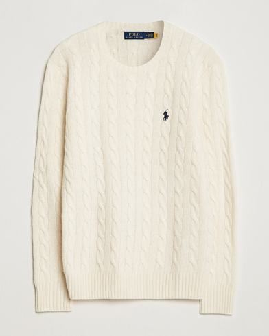 Homme |  | Polo Ralph Lauren | Wool/Cashmere Cable Crew Neck Pullover Andover Cream
