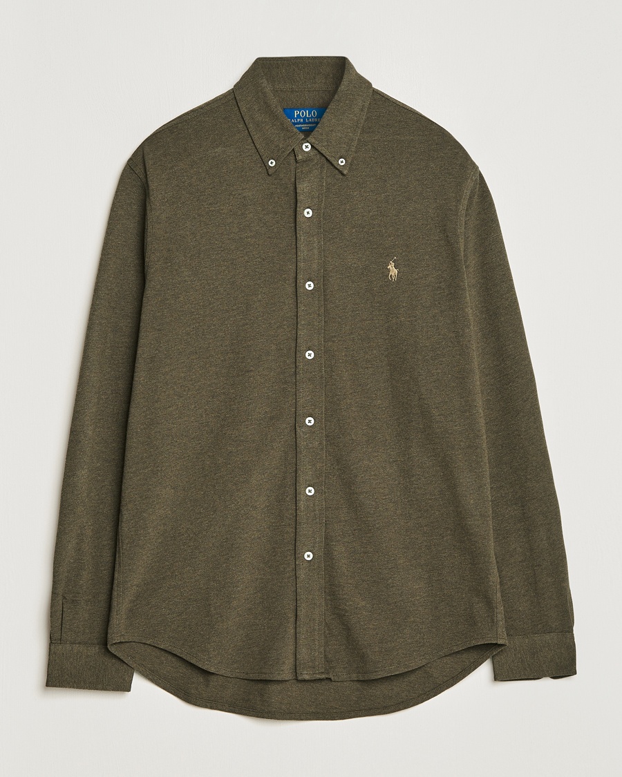 Polo Ralph Lauren Featherweight Mesh Shirt Wilson Olive Heather – Vert