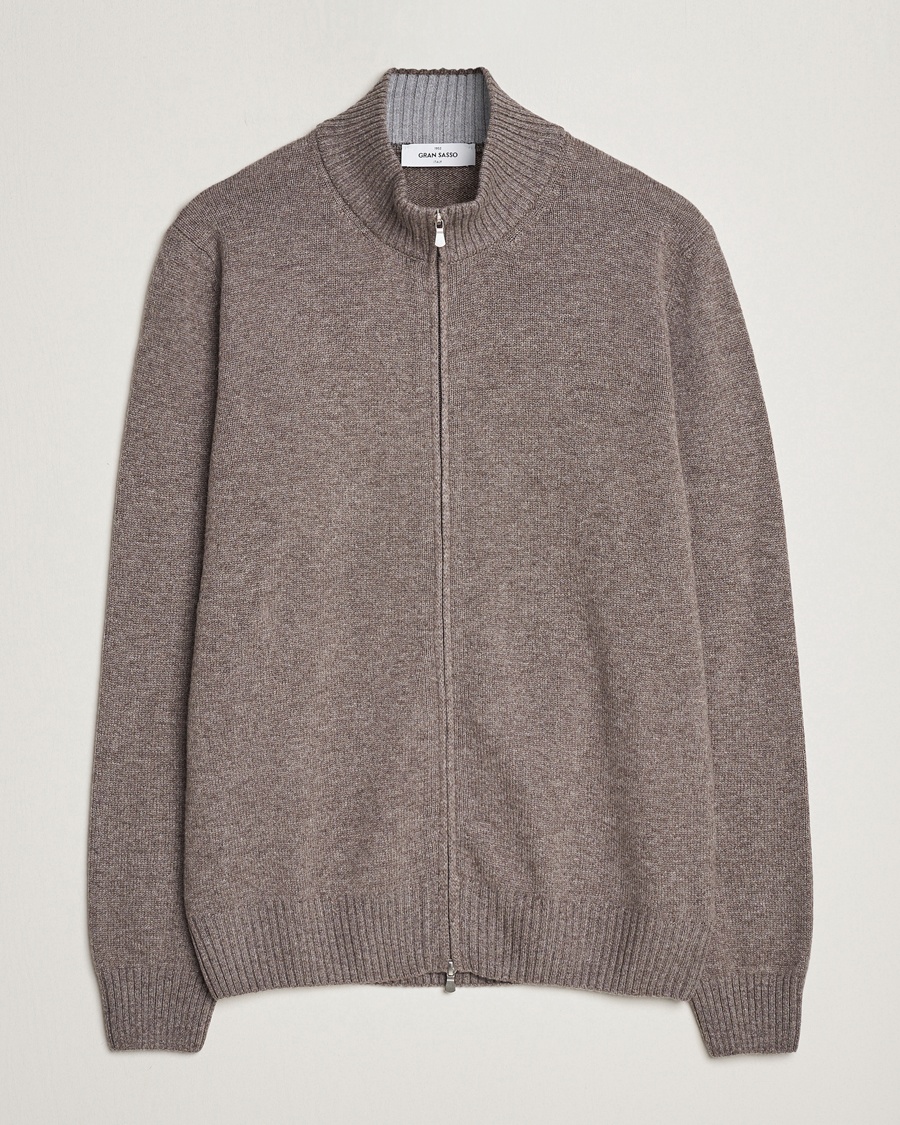 Gran Sasso Wool/Cashmere Full Zip Light Brown Melange – Marron