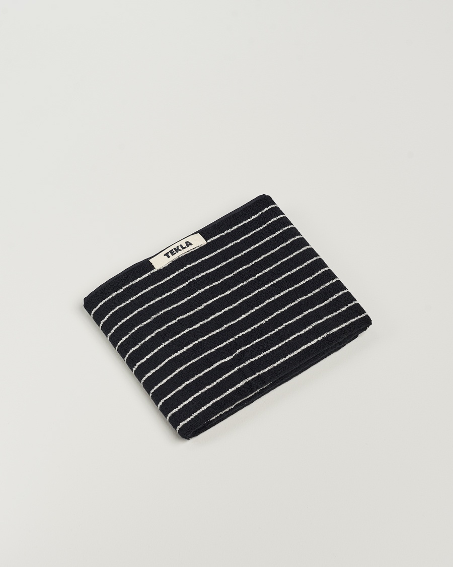 Tekla Organic Terry Hand Towel Black Stripe – Noir