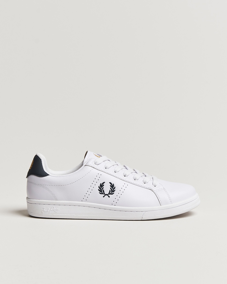 Fred Perry B721 Leather Sneakers White/Navy – Blanc