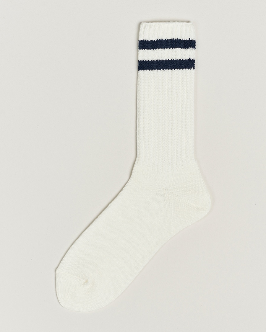 BEAMS PLUS BEAMS PLUSSchool Boy SocksWhite/Navy – Blanc