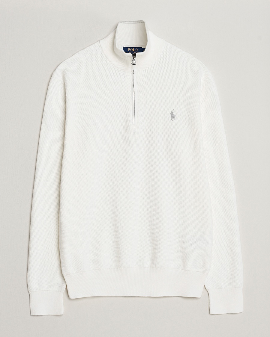 Polo Ralph Lauren Textured Half Zip Deckwash White – Blanc