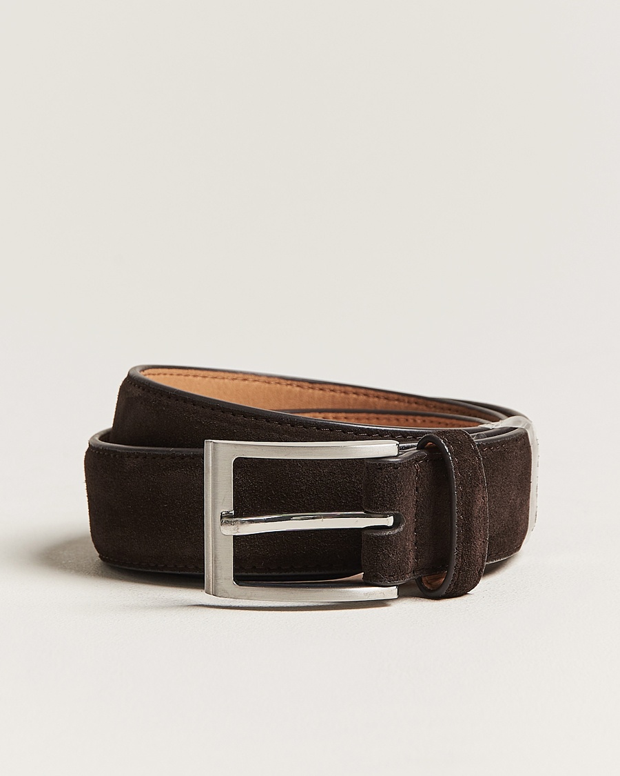 Loake Shoemakers William Suede Belt Dark Brown – Marron
