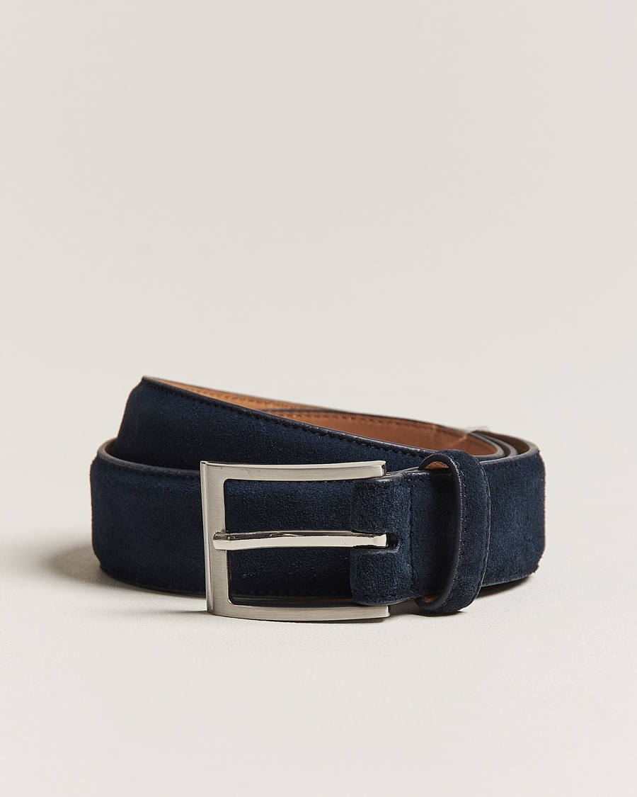 Loake Shoemakers William Suede Belt Navy – Bleu