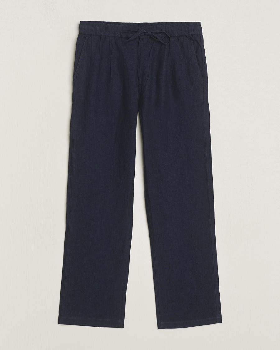 KnowledgeCotton Apparel Loose Linen Pants Total Eclipse – Bleu