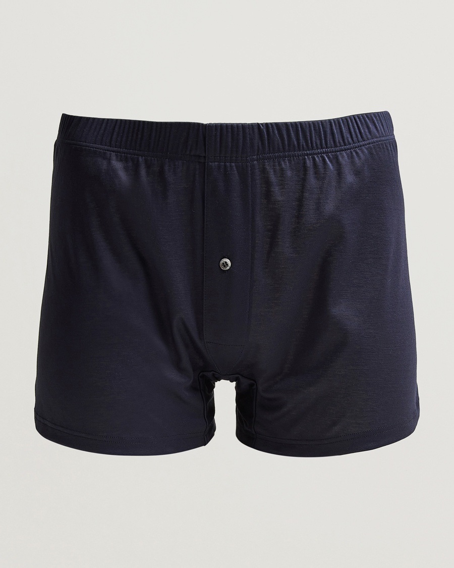 Zimmerli of Switzerland Sea Island Cotton Boxer Shorts Navy – Bleu