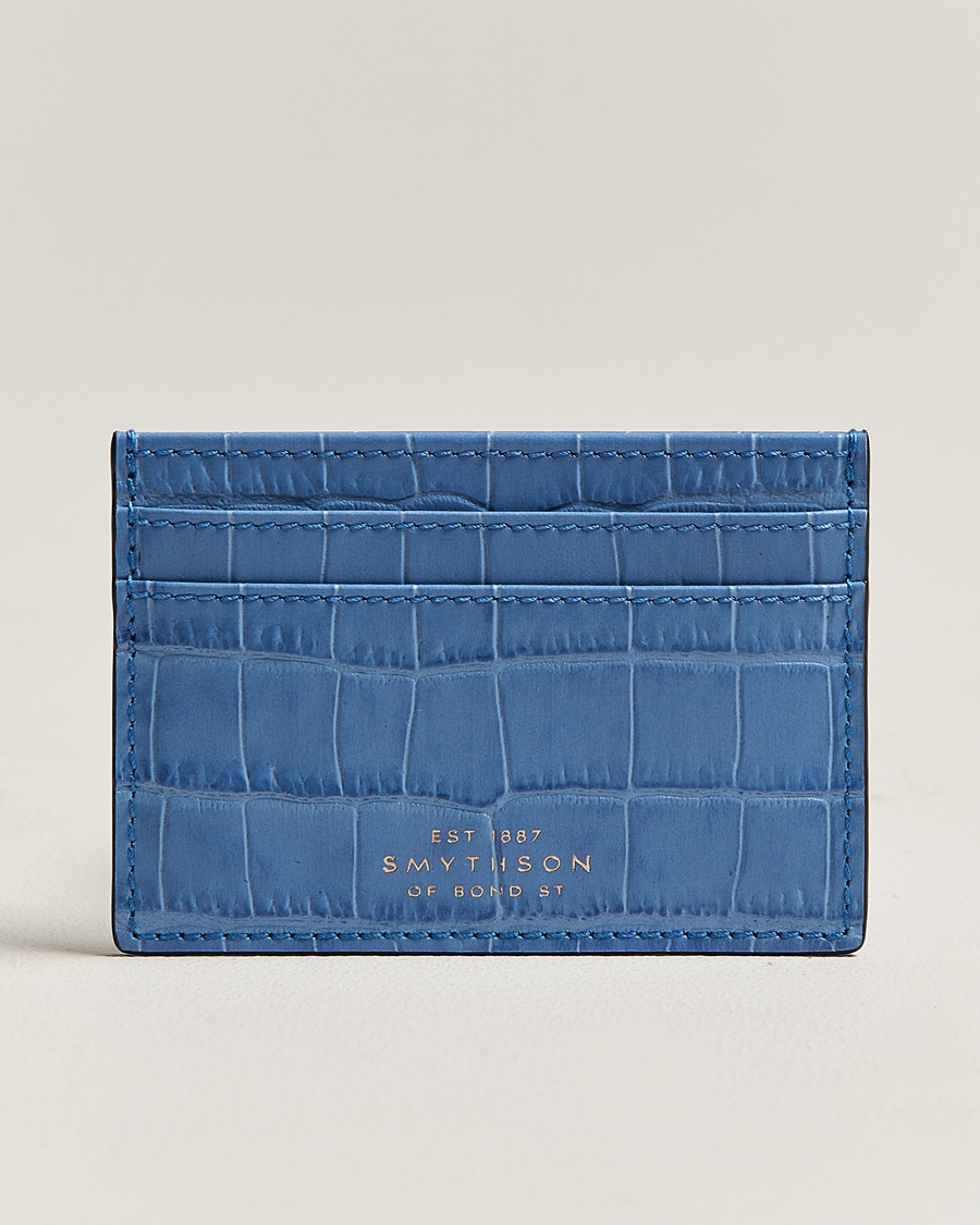 Smythson Mara Flat Cardholder Nile Blue – Bleu