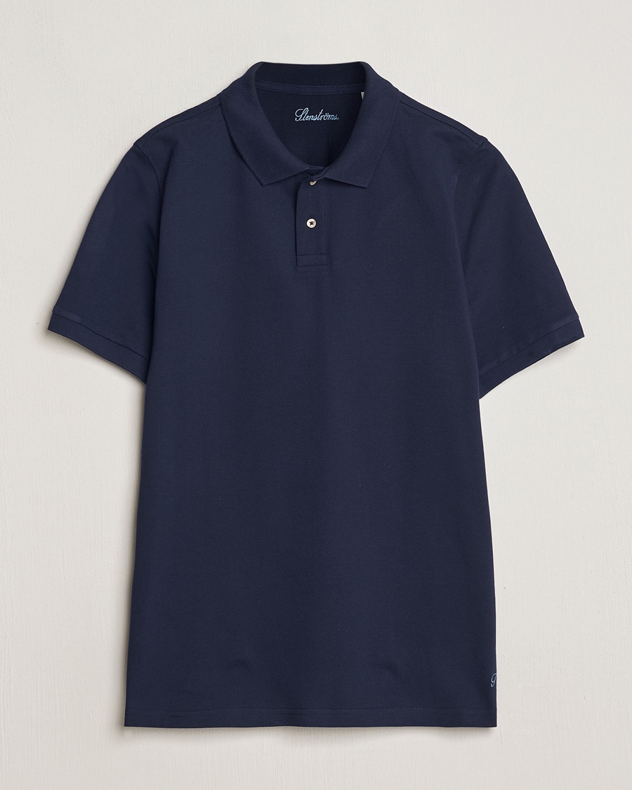 Stenströms Organic Cotton Piquet Polo Shirt Navy – Bleu