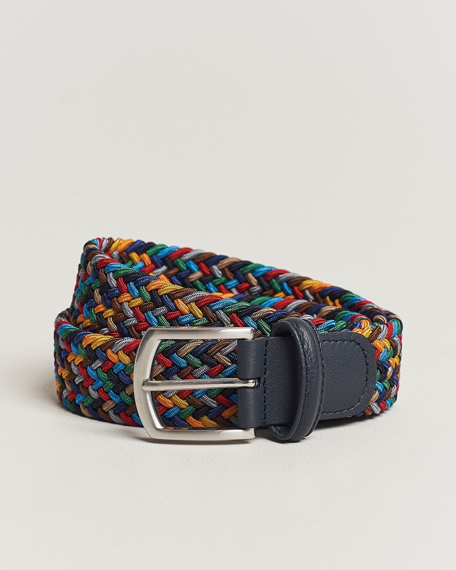 Anderson's Stretch Woven 3,5 cm Belt Dark Multi – Multicolore