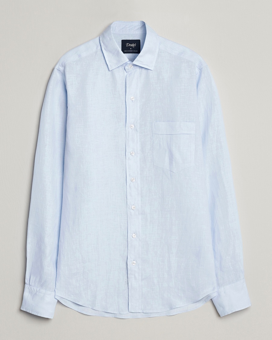 Drake's Linen Summer Shirt Sky Blue – Bleu