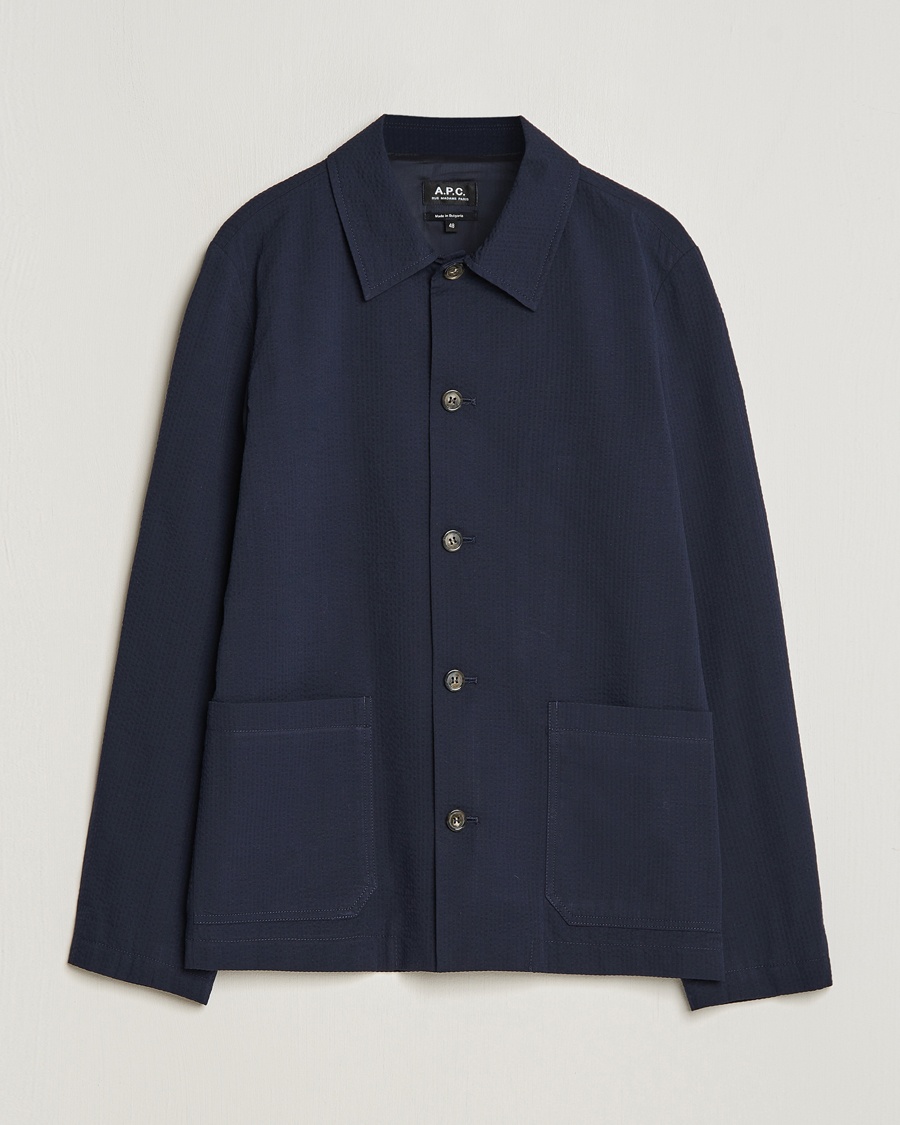 A.P.C. Brest Seersucker Overshirt Dark Navy – Bleu