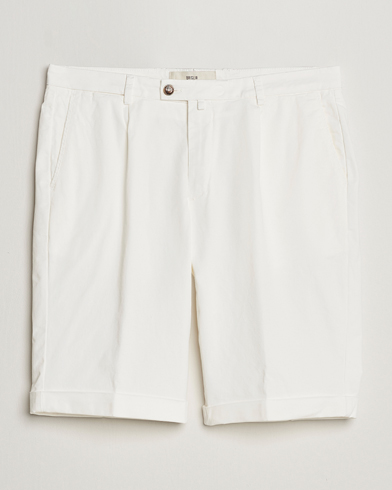  Pleated Cotton Shorts White